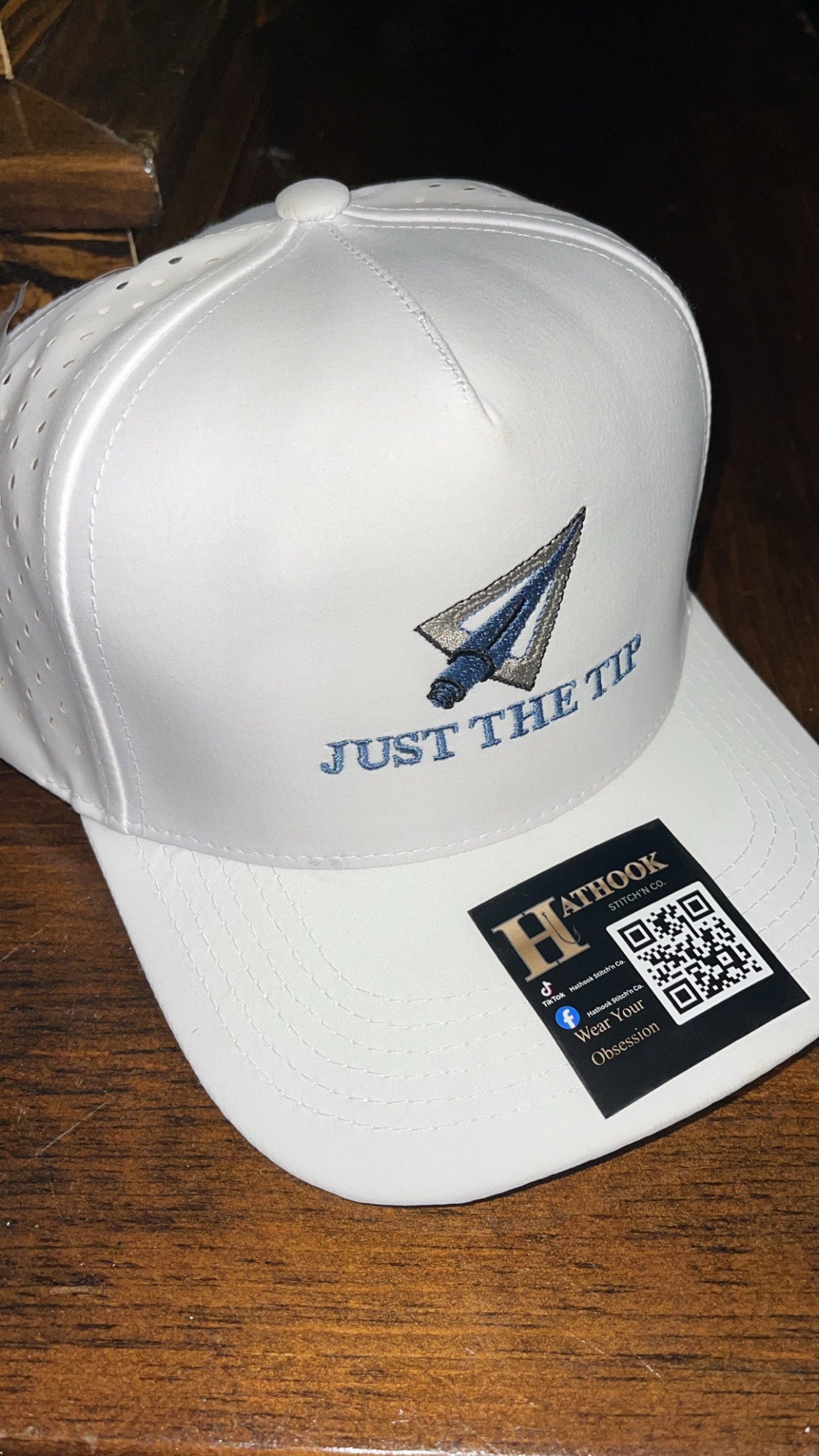 White Snapback Just The Tip Embroidered Logo