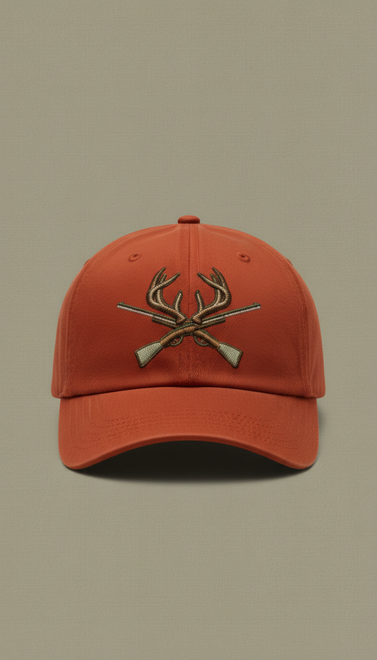 Rust Orange Embroidered Hunting Icon Cap