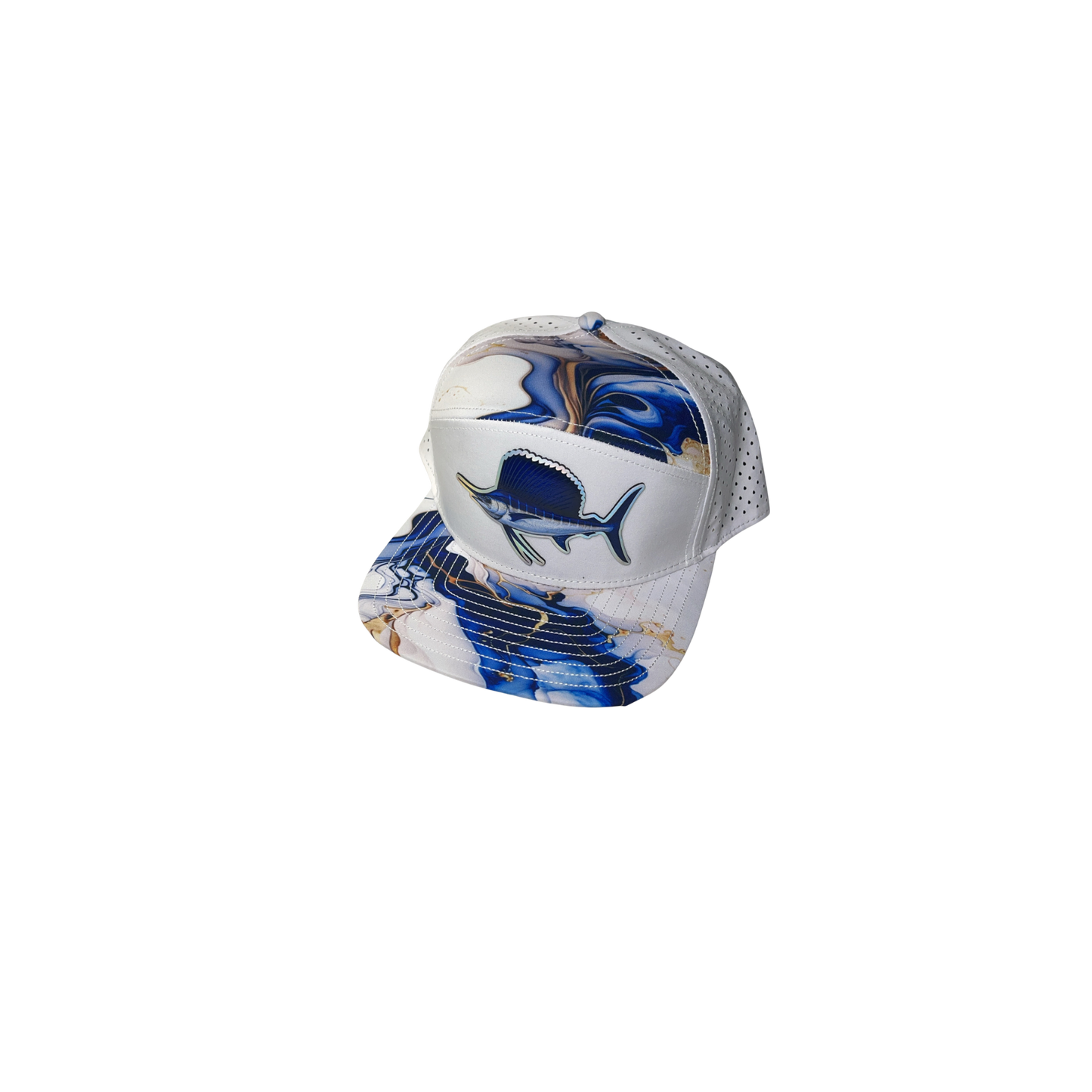 Lasered Back Waterproof Blue Swirl Hat
