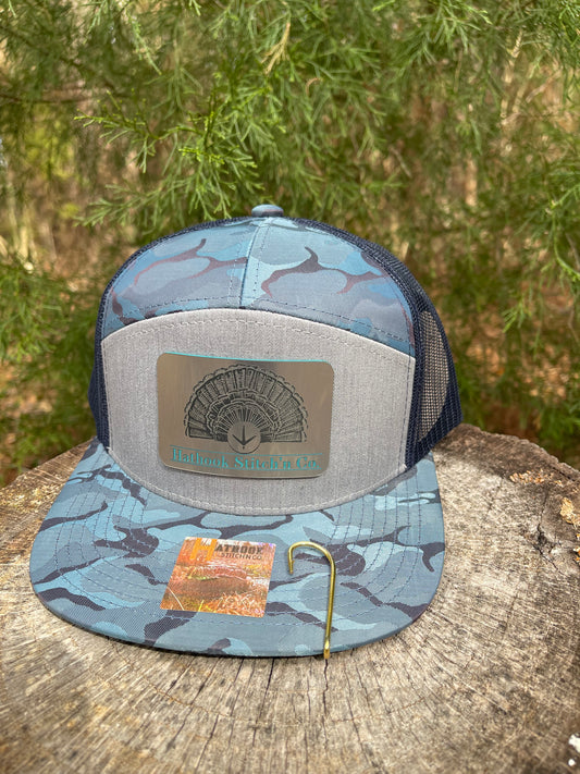 Teal Camo/Navy/Grey Kamel 707 7 Panel Acrylic Patch Hat